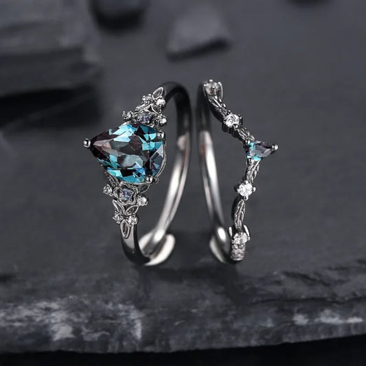 Luxury Gun Black Cubic Zircon Ring Creative Vine Ring Classic Wedding New Dazzling Ladies Accessories Jewelry