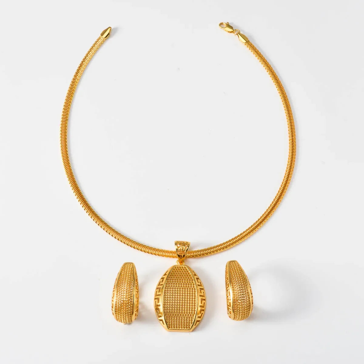 New Style Jewelry Sets Luxury Pendant Earrings Dubai 18k Gold Plated Necklace Party Anniversary Birthday Gifts Accessories