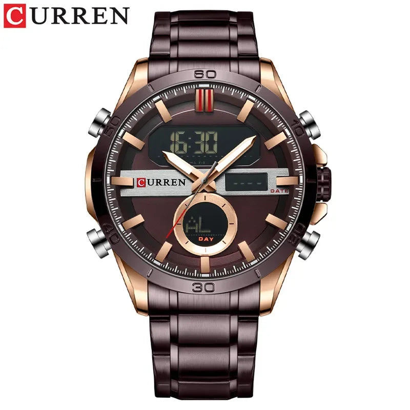 CURREN Sport Men Watch Top Brand Luxury Military Business Male Clock Silver Stainless Steel Quartz Digital Man Wristwatch 8384