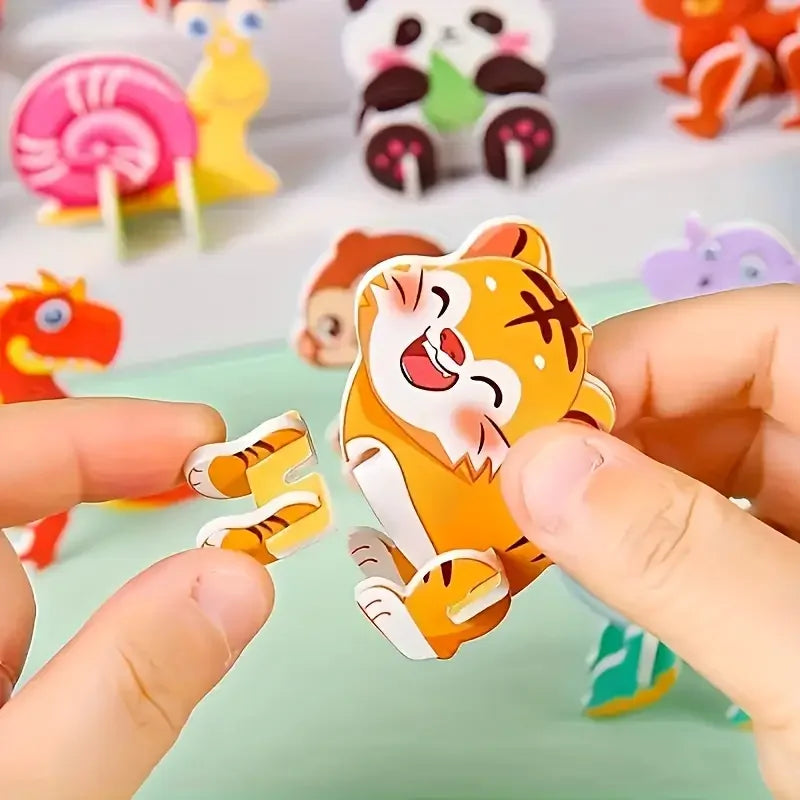 30Pieces of 3D Paper Puzzles,Children's Creative Animal Puzzles,DIY Kids'Handcraft Assembly Puzzles,Educational & Brain-Boosting