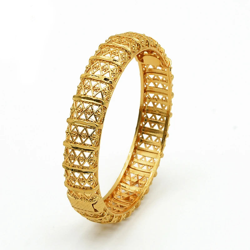 Luxury Dubai Gold Color Bangles For Women 24K Gold Plated Indian African Bracelets Charm Wedding Ethiopian Arabic Hand Jewelry