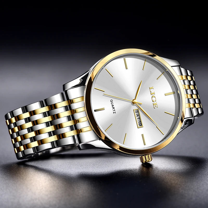 LIGE 2023 New Gold Watch Women Watches Ladies Creative Steel Women's Bracelet Watches Female Waterproof Clock Relogio Feminino