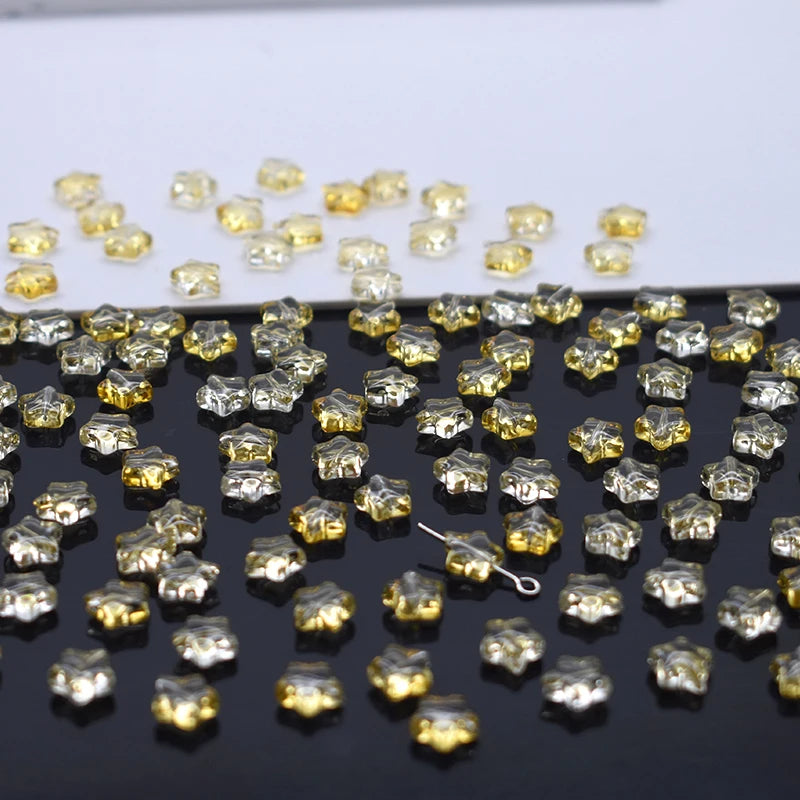 Mixed-color 8mm 60pcs Star Beads Czech Glass Loose Spacer Beads Handmade Diy Accessories Jewelry Making Necklace Earrings