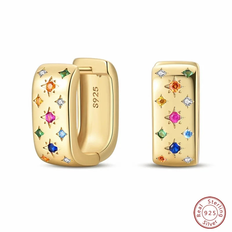 New in 925 Silver Color Gold Pearl Bee Irregularity Star Moon Earrings For Women 2025 Trending Fashion Jewelry Birthday Gifts