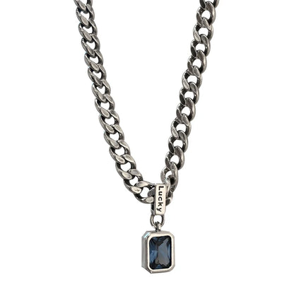 Mewanry Thick Chain Blue Zircon Necklace For Women Couple Fashion Simple Personality Classic Elegant Hip Hop Party Jewelry Gifts