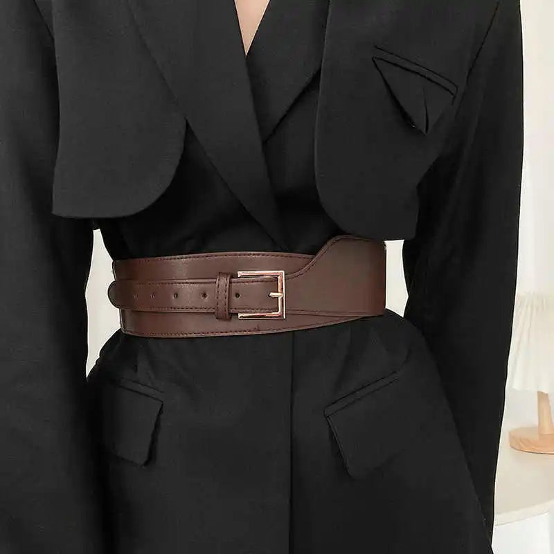1pcs Belt Women Ins Wind Versatile Korean Version Black Dress Wide Waist Cincher Women Summer Outerwear Fashion Suit Decorative