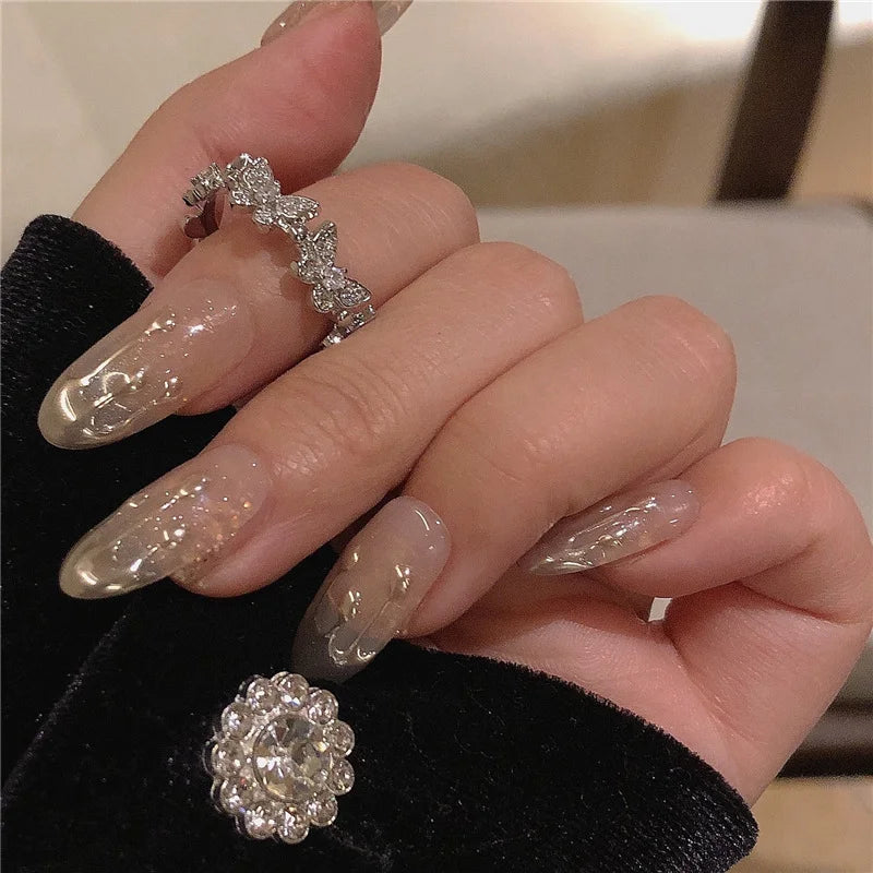 New Y2K Crystal Rings Kpop Heart Adjustable Ring Irregular Geometry Punk Vintage Rings Set for Women Girls 2024 Fashion Jewelry