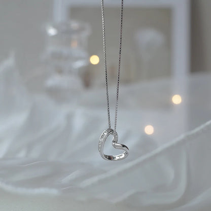 925 Sterling Silver Love Diamond Necklace Women's Simple Collar Chain Hollow Heart Pendant Wedding Jewelry Birthday Gift