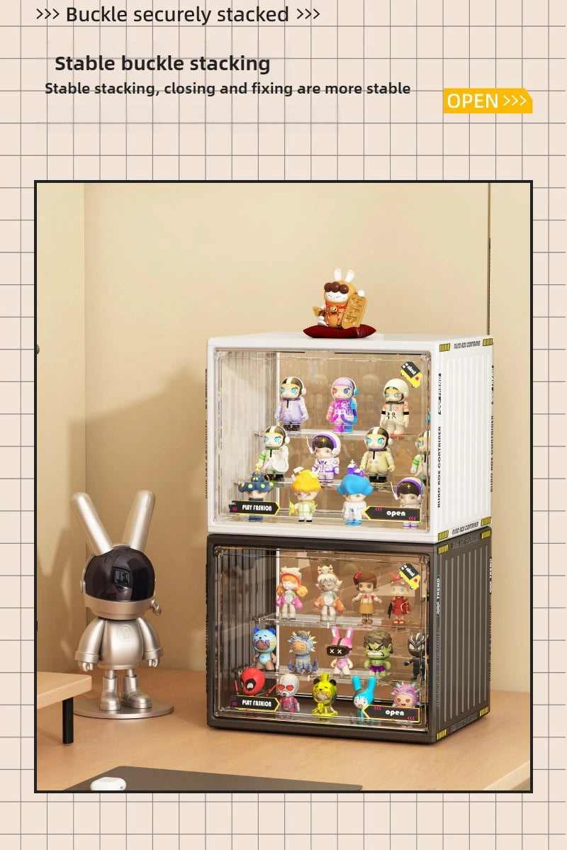 Pop Mart 3-Tier Acrylic Display Case - Dustproof Step Shelf for Anime Cars, Action Figures & Jewelry Organizer