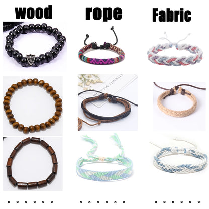 10PCS Random Style Men's Women's Webbing, Rope,Leather Bracelet Classical Festive Women Gift(Including But Not Limited to Pic)