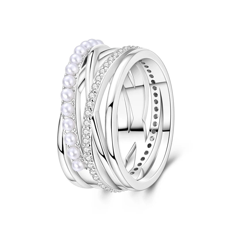 Rings For Women 925 Silver Color Zircon Winding Line Geometric Star Ring Engagement Wedding Romantic Valentine Fine Jewelry Gift