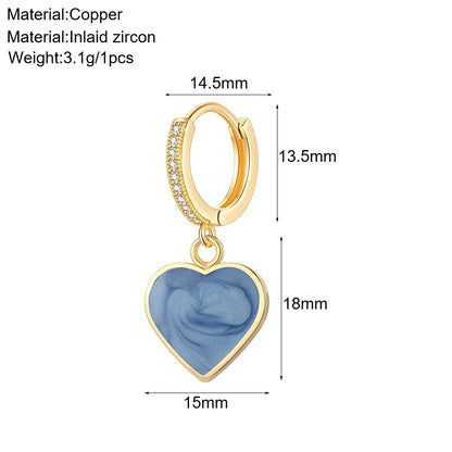 Cute Sun Moon Star Rainbow Red Heart Love Rose Flower Korean Hoop Earrings for Women Gold Color New In Earring High Quality