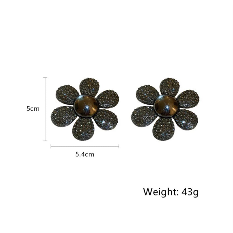 FYUAN Colorful Flower Crystal Stud Earrings for Women Earrings Fashion Jewelry