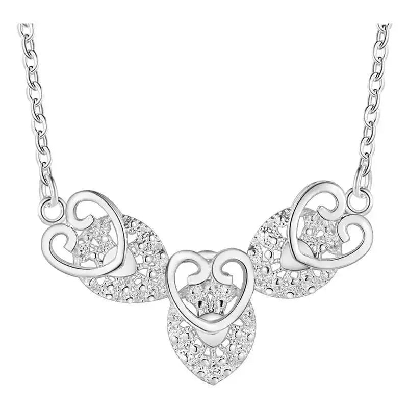 silver Plated gorgeous charm fashion charm heart wedding lady love necklace noble luxury 18 inches Silver jewelry , N270