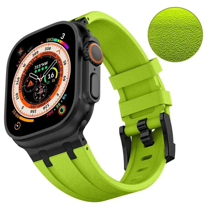 AP Liquid Silicone Strap For Apple Watch Ultra 3/2 49mm 11-10 46mm Stone pattern Bracelet Band iWatch 9 8 7 6 SE3 45mm 44mm Belt