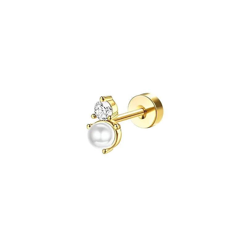 Bobisty 1pc Earrings for Sensitive Ears Surgical Stainless Steel Earrings for Women Dainty Flat Back Earring Stud Hoop Cartilage