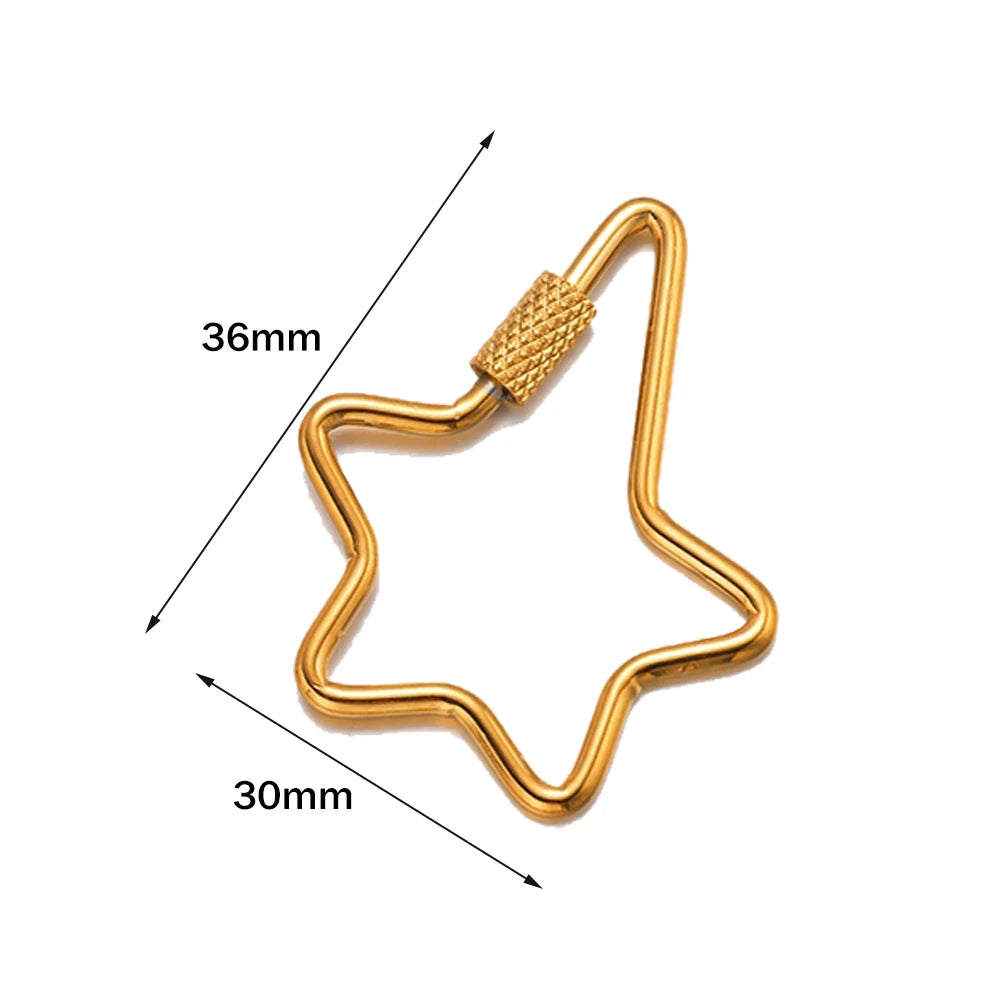 5pcs Gold Stainless Steel Heart Screw Carabiner Lock Connector Fastener Clip For DIY Necklaces Keychain Jewelry Making Supplies