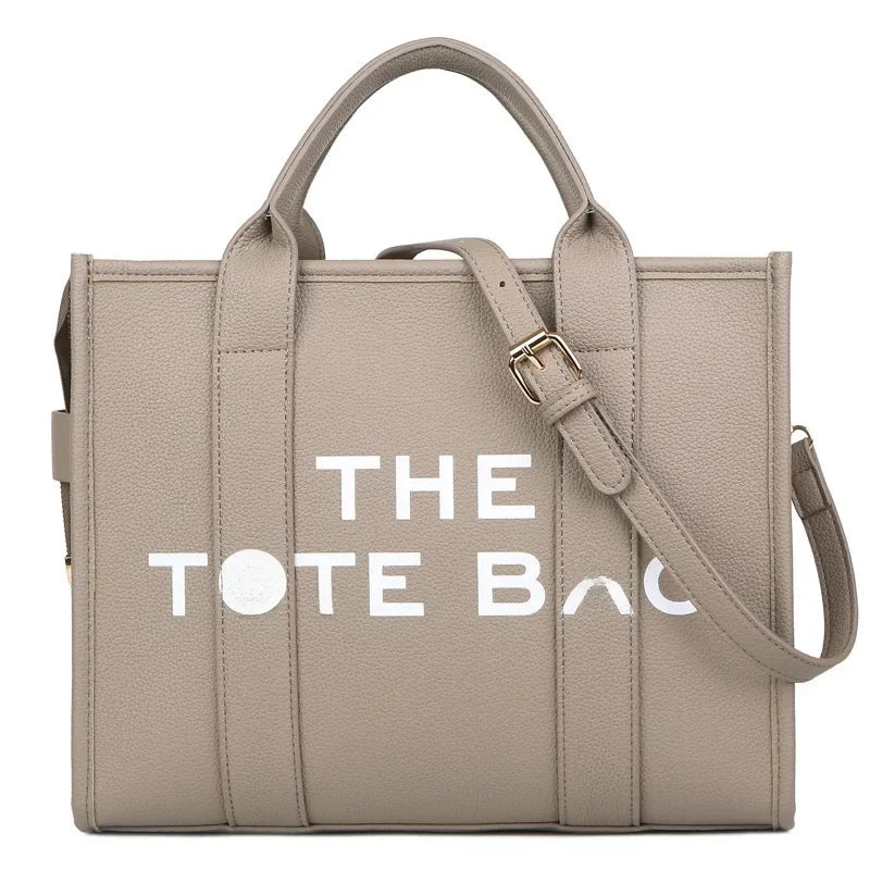 Simplified Casual Large Capacity Women's Tote Bag PU Letter Handbag Crossbody Bag Simple Style over Shoulder Bag for Ladies
