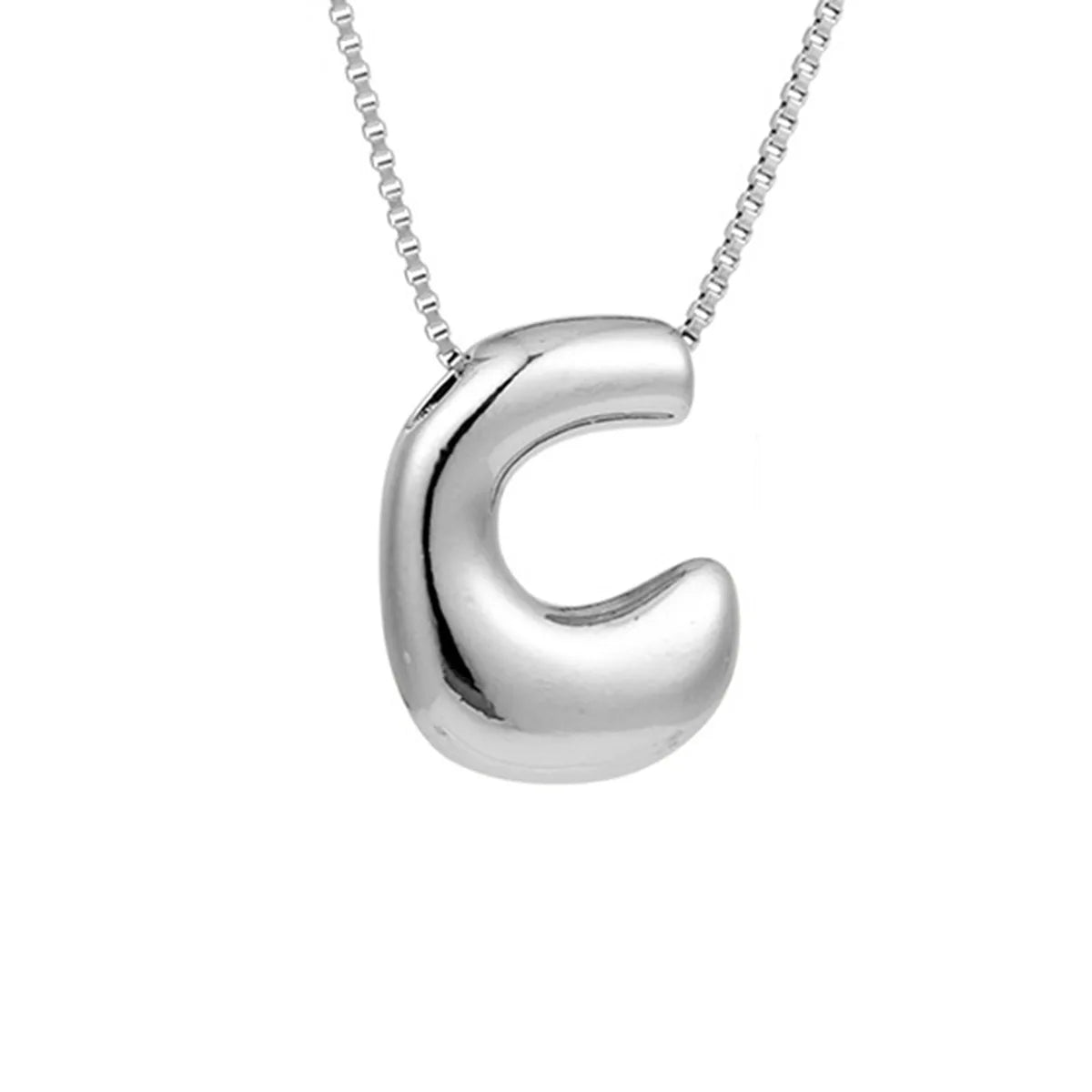 Delicate Chunky Balloon 26 Letter Necklace Bubble Initial Alphabet Pendant Box Chain Choker Stainless Steel Gold Plated Jewelry