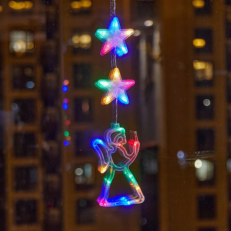 Christmas LED Suction Cup Lights Santa Claus Snowflake Elk Window Decoration Christmas Home Decoration New Year Lights Navidad