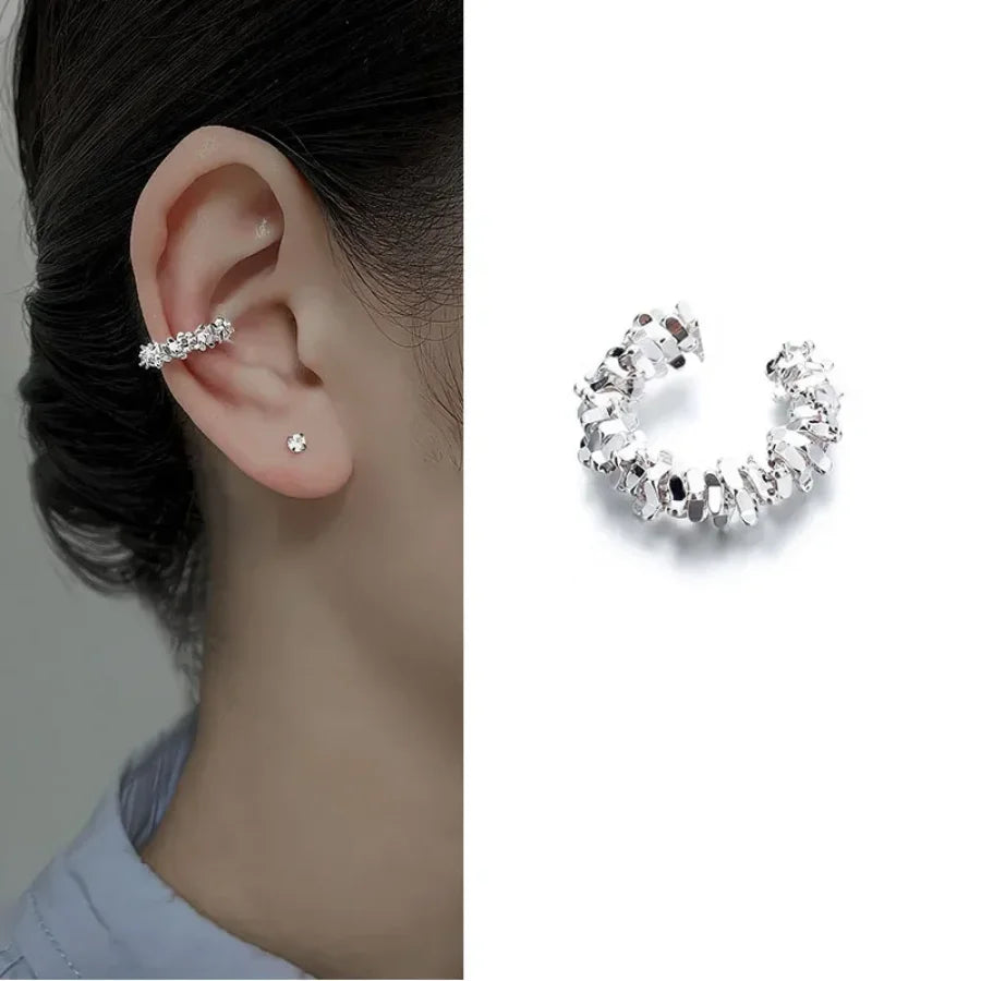 Hot 2Pcs Irregular Star Clip Earrings For Women Fashion Simple No Piercing Ear Cuff Jewelry Gift
