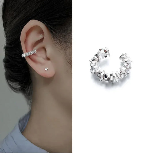Hot 2Pcs Irregular Star Clip Earrings For Women Fashion Simple No Piercing Ear Cuff Jewelry Gift