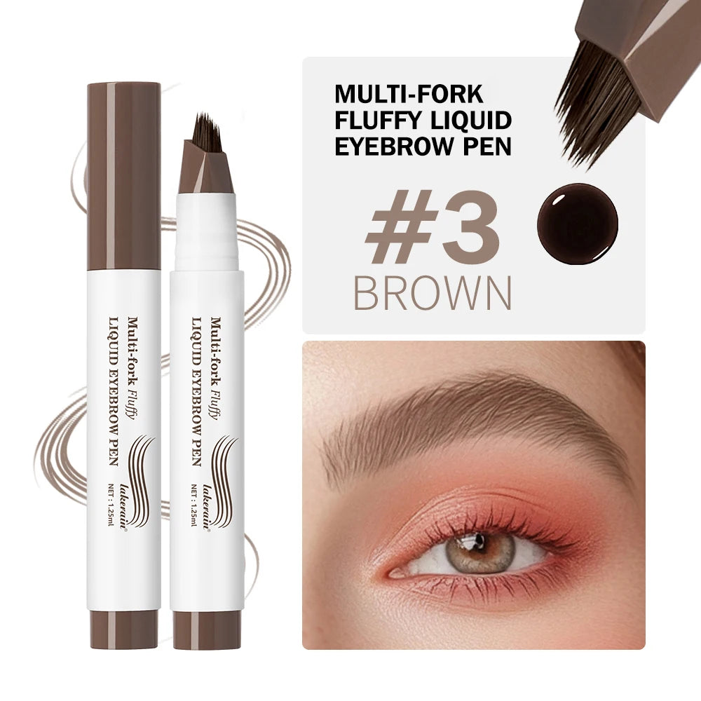 Long Lasting 4D Eyebrow Pen Multi Forks Liquid Pen Tip Fine Sketch Liquid Tattoo Brow Waterproof Precise Makeup