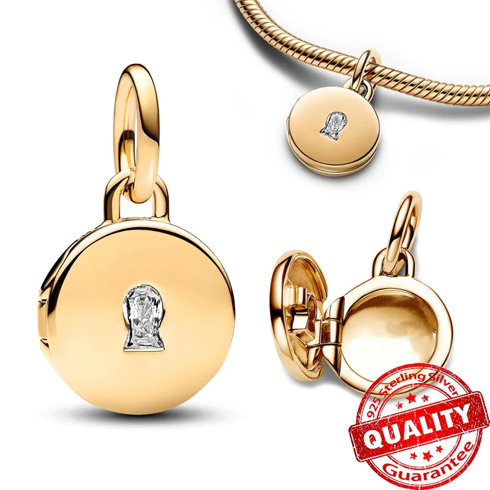 Sparkling Gold Monstera Leaf Charm Fit Original Bracelet 925 Sterling Silver Shark Tooth Mini Charm for Girls Party Jewelry