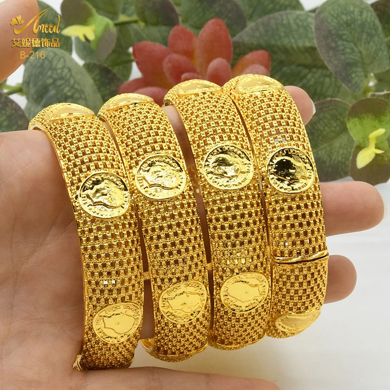 ANIID Dubai 24K Gold Plated Jewelry Bangle Wedding Party Gifts Arabic Women Braclets Indian Bangle Charm Bracelets Wholesale