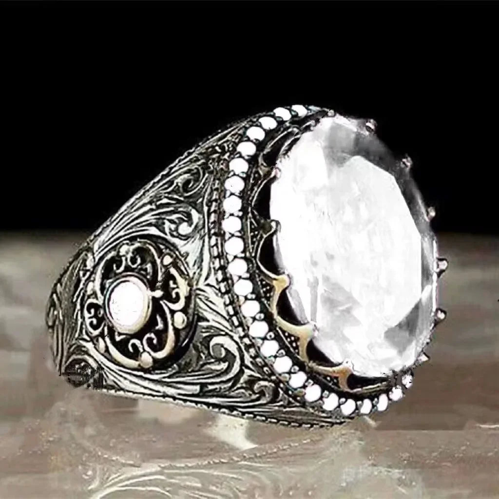 Milangirl Fashion Rings for Men Mighty Personality Dragon Ring Red Zircon Black Mens Ring Punk Jewelry