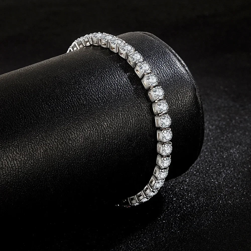 Hot sales colors S925 Sterling Silver Bracelets Zirconia Women Fashion Simple Engagement Wedding Jewelry 4mm width Couple Gifts
