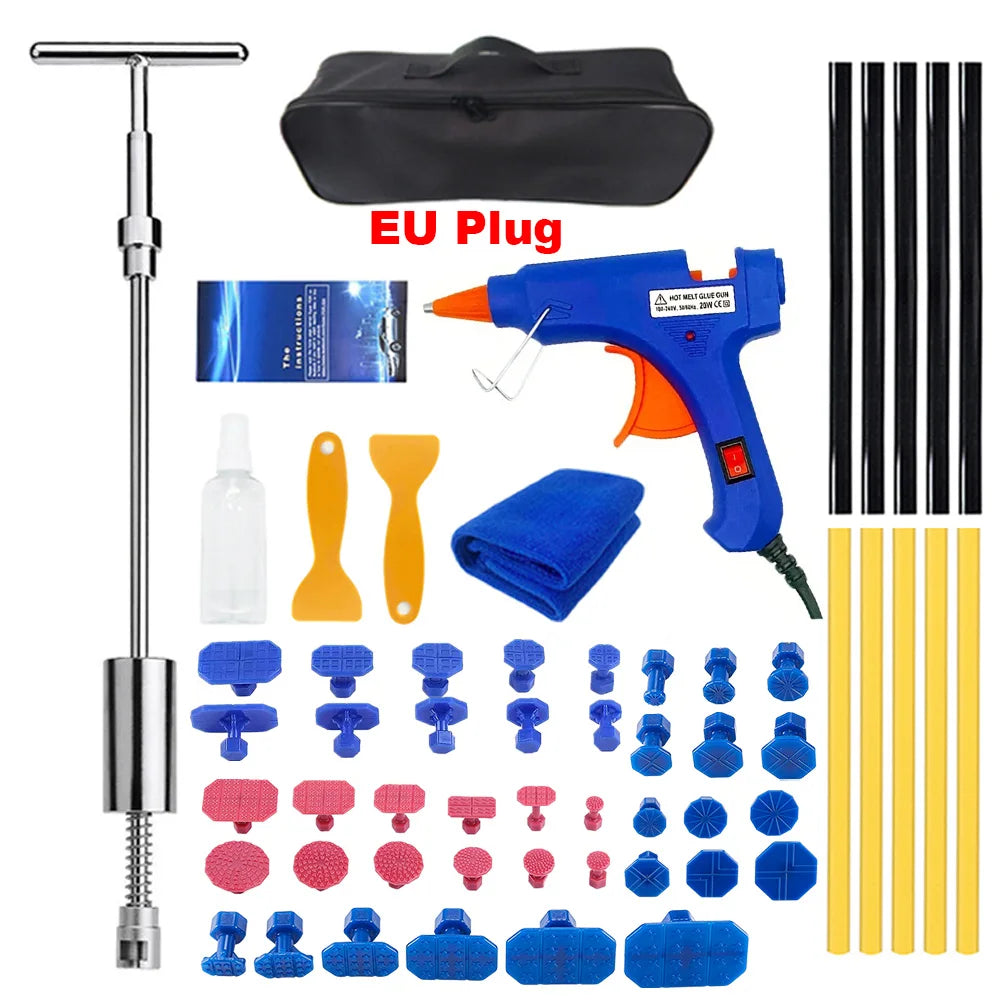 Car Dent Repair Sheet Metal Tools Auto Adjustable Width + T Dent Puller Slide Hammer Reverse Hammer Glue Kit car accessories