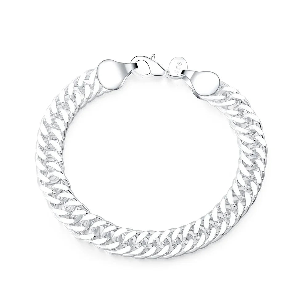 Creative Twist Circle Chain Women Men Silver Plated Bracelets New High 925quality Fashion Jewelry Christmas Gifts H070