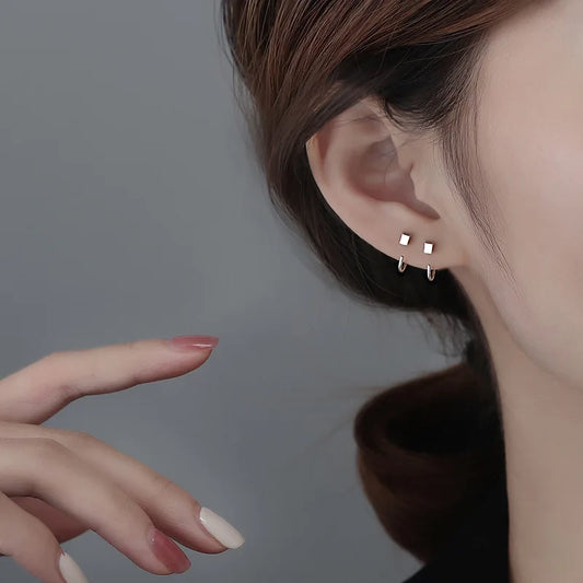 Elegent Minimalist Zircon Stud Earrings for Teens Ear Piercing Earrings Women Men Wedding Party Girl Jewelry Gifts