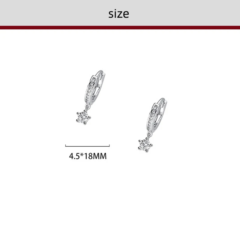 Earrings Silver 999 Star Zircon Round Simple Unique Elegant Jewelry Women's Stud Earrings Pendientes Mujer JHE66