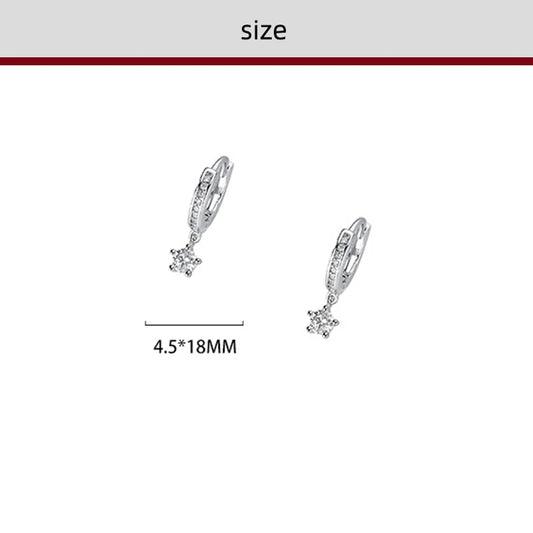 Earrings Silver 999 Star Zircon Round Simple Unique Elegant Jewelry Women's Stud Earrings Pendientes Mujer JHE66