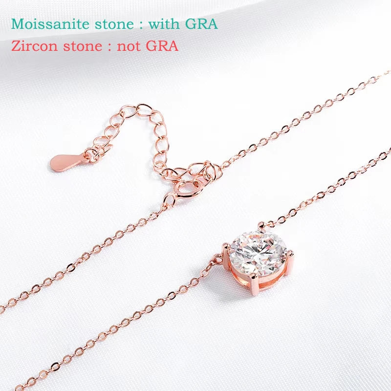 Smyoue 1-5CT Rose Gold Color Moissanite Necklace for Women D Color Sparkling Classic Lab Diamon Pendant Sterling Silver 925 100%