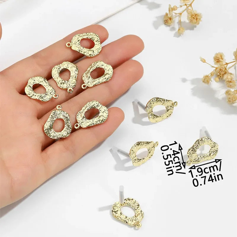 10pcs/set DIY Stainless Steel Earrings Connectors Round Irregular Gold Color Earrings Back Earrings Setting for Jewelry Making