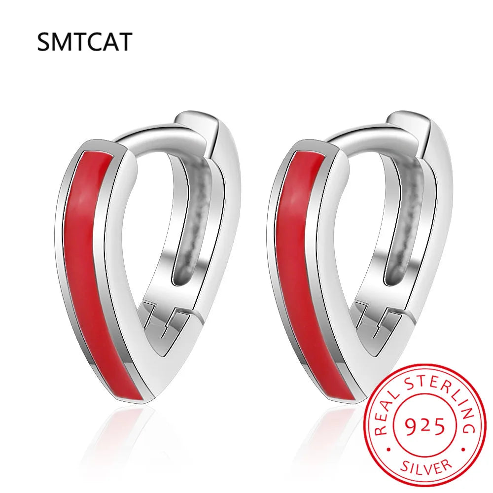 Korean Solid 925 Silver Sterling Big Heart Hoop Earrings Female Gold Large Loop Ear Rings Girlfriend Gift Boucle Doreille SE163