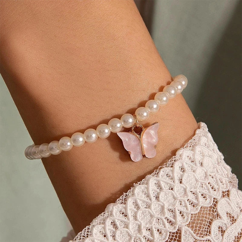 Vintage White Camellia Flower Bracelets For Women Elegant Double Layer Simulated Pearl Beads Chain Bracelet Jewelry 2025 Trend