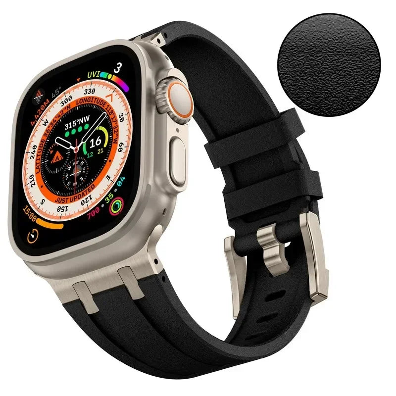 AP Liquid Silicone Strap For Apple Watch Ultra 3/2 49mm 11-10 46mm Stone pattern Bracelet Band iWatch 9 8 7 6 SE3 45mm 44mm Belt