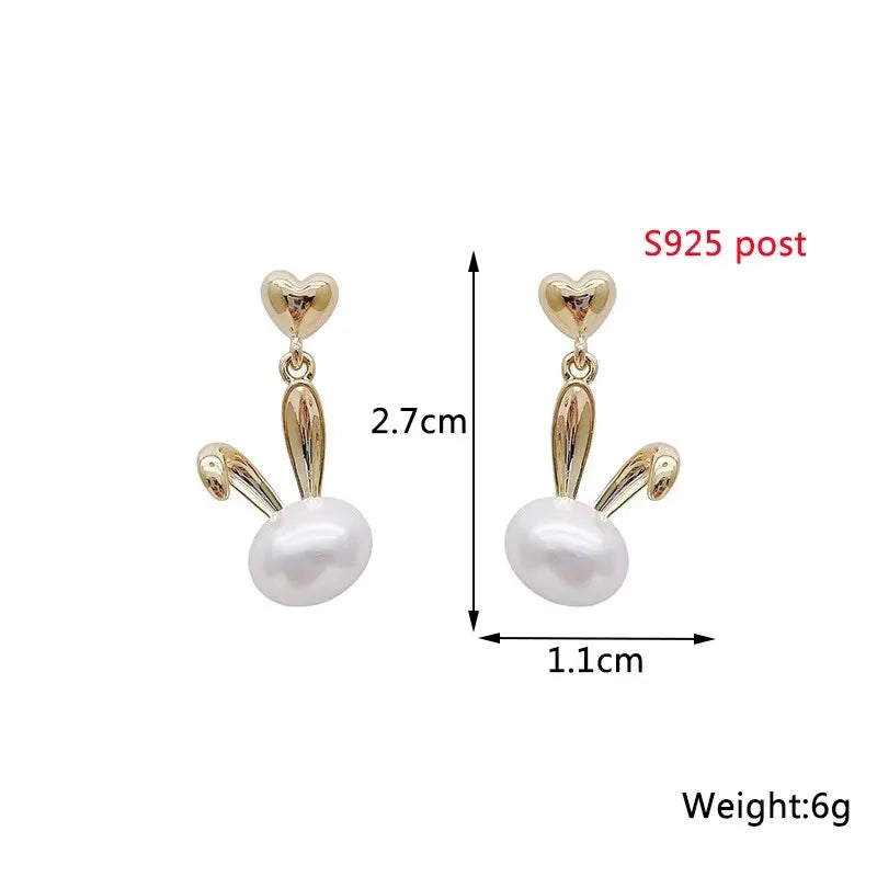 Pure White Women's Dangle Earrings Blooming Flower Acrylic Enamel Butterfly Imitation Pearl Heart Hanging Earrings Elegant brinc