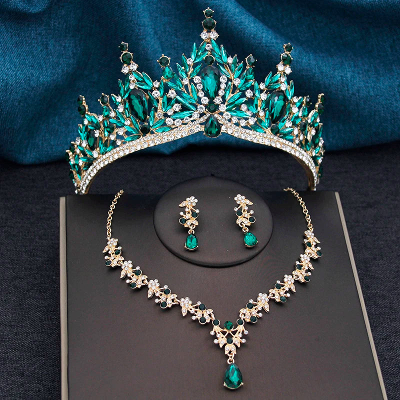 Princess Crown Bridal Jewelry Sets for Women Tiaras and Necklace Earrings Prom Bride Jewelry Set Wedding Dress accessories