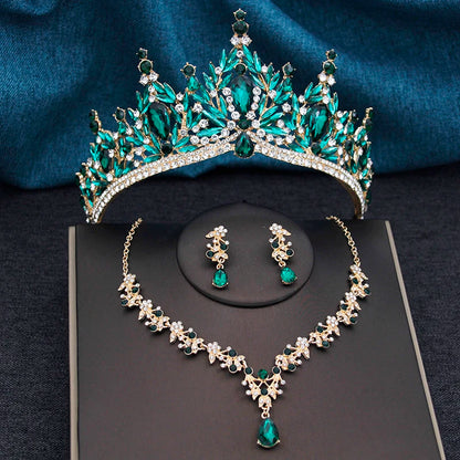 Princess Crown Bridal Jewelry Sets for Women Tiaras and Necklace Earrings Prom Bride Jewelry Set Wedding Dress accessories