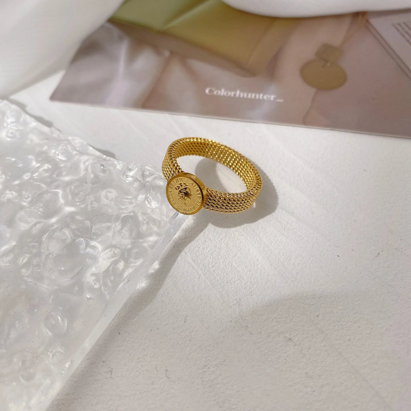 2025 New Creative Beauty Head Portrait Gold colour Titanium Steel Rings For Woman Gothic Jewelry Party Girl's Unusual Ring Stude