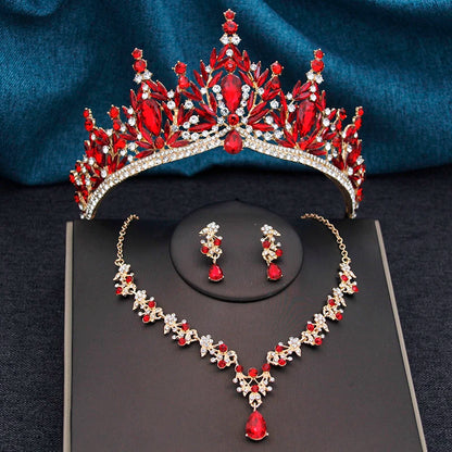 Princess Crown Bridal Jewelry Sets for Women Tiaras and Necklace Earrings Prom Bride Jewelry Set Wedding Dress accessories