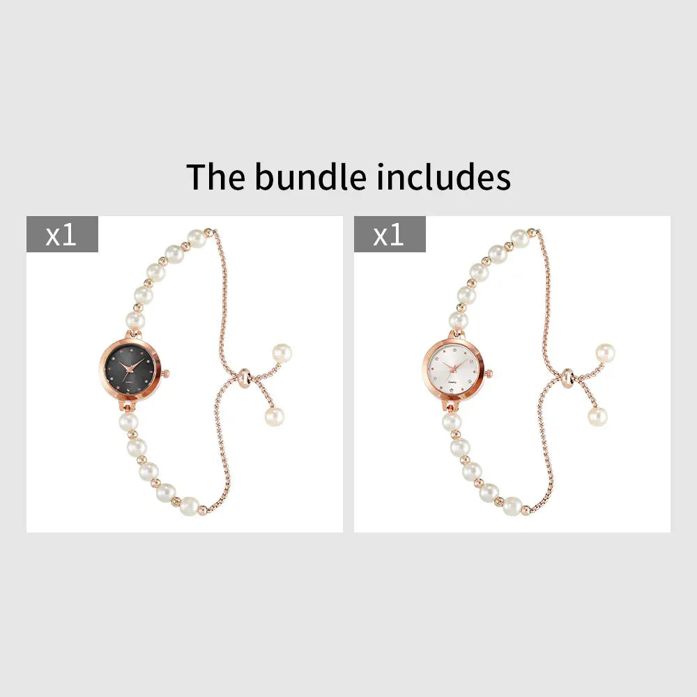 LUCKY FOX New Minimalist Style Pearl Bracelet Women Quartz Watch Fashionable Small Disc Design Light Luxury Jewelry Women Watch