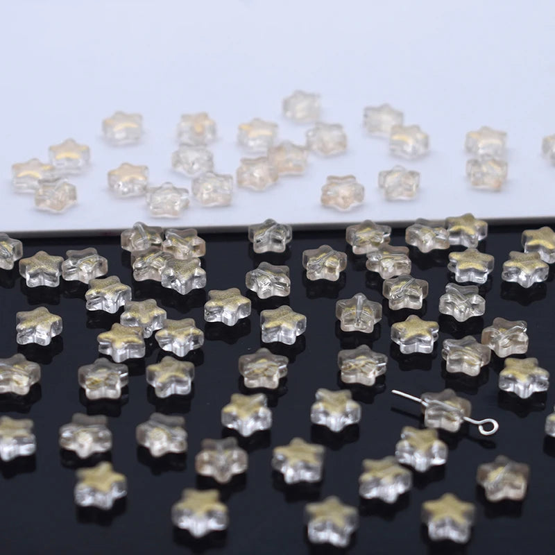 Mixed-color 8mm 60pcs Star Beads Czech Glass Loose Spacer Beads Handmade Diy Accessories Jewelry Making Necklace Earrings