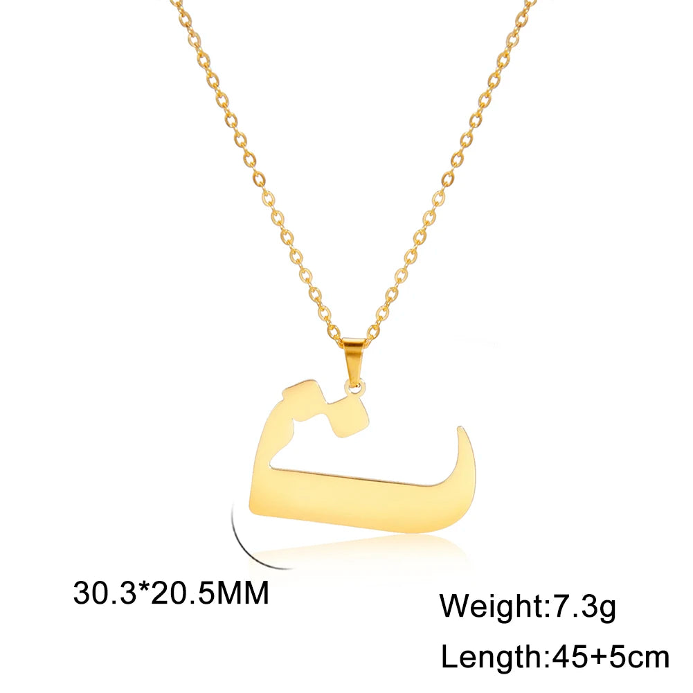 Cazador Gold Color 28 Arabic Letter Necklace for Women Stainless Steel Arab Alphabet Pendant Choker Necklaces Jewelry 2024 Trend
