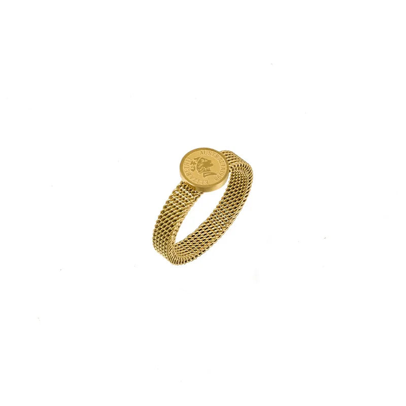 2025 New Creative Beauty Head Portrait Gold colour Titanium Steel Rings For Woman Gothic Jewelry Party Girl's Unusual Ring Stude